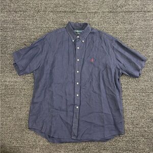 Polo Ralph Lauren Shirt Men XL Blue Linen Button Down Breathable Vintage Light